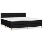 vidaXL Sommier à lattes de lit avec matelas Noir 180x200 cm Tissu