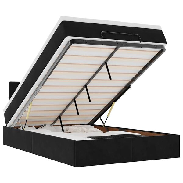 vidaXL Lit ottoman avec matelas noir 120x190 cm velours