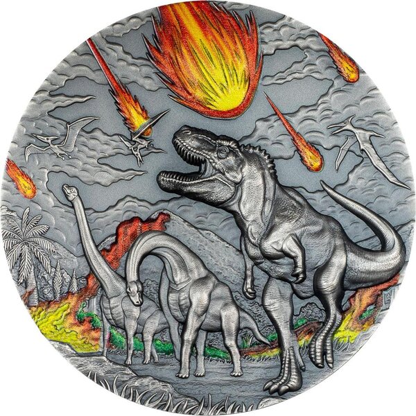 Pièce de monnaie en Argent 10 Dollars g 62.2 (2 oz) Millésime 2024 Fury of Nature DINOSAUR EXTINCTION (PRÉCOMMANDE)