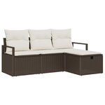 vidaXL Ensemble de canapé de jardin 4 Pièces Marron Poly rotin
