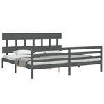 vidaXL Cadre de lit sans matelas gris 200x200 cm bois massif