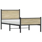 vidaXL Cadre de lit en métal sans matelas chêne sonoma 75x190 cm