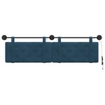 vidaXL Tête de lit suspendue Avec lumière LED Bleu Velours