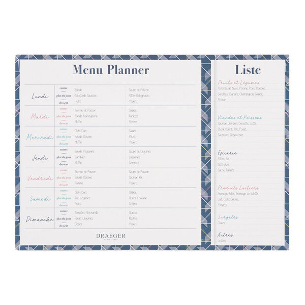 Menu Planner - Bleu Marine - Draeger paris