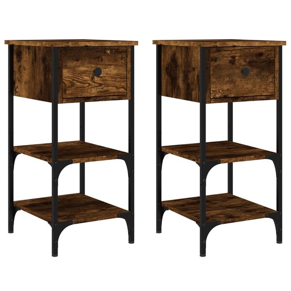 vidaXL Tables de chevet 2 Pièces chêne fumé 34x36x70 cm bois d'ingénierie