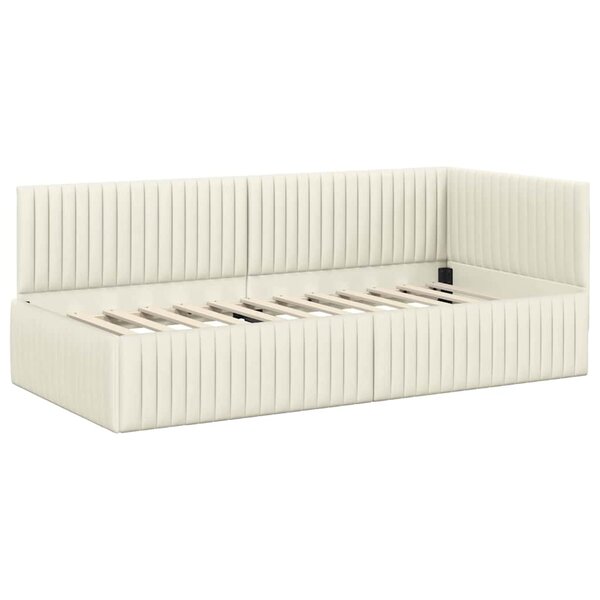 vidaXL Cadre de lit d'angle avec tête de lit Crème 90 x 190 cm Velours