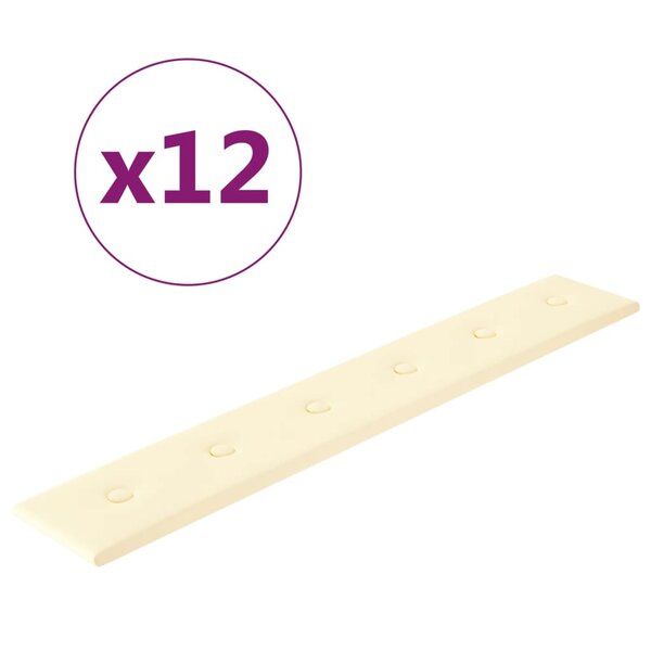 vidaXL Panneaux muraux 12 Pièces Crème 90x15 cm Similicuir 1 62 m²