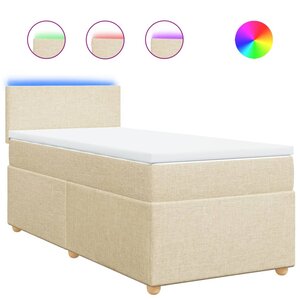 vidaXL Sommier à lattes de lit avec matelas Crème 90x200 cm Tissu