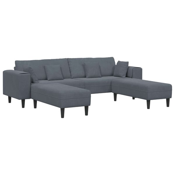 vidaXL Canapé 3 pc Gris foncé Velours