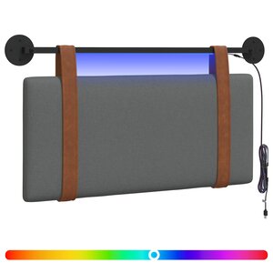 vidaXL Tête de lit suspendue Avec lumière LED Gris foncé PU antique