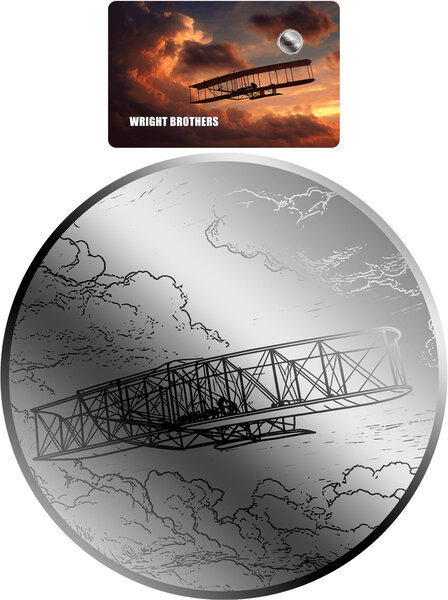 Monnaie WRIGHT BROTHERS 1/500 Oz Platine 25$ Liberia 2026