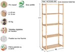 Etagère en kit profondeur 30 cm Natura 5 tablettes