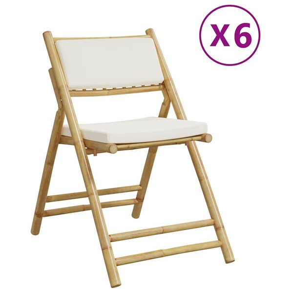 vidaXL Chaises de bistro pliantes lot de 6 et coussins blanc crème