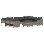 vidaXL Salon de jardin 10 Pièces avec coussins Gris Résine tressée