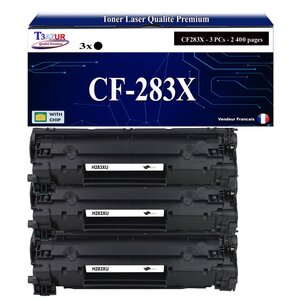 T3AZUR -3x Toners compatibles avec HP CF283X (83X) pour HP LaserJet Pro M201dw  M201n  M225dn  M225dw