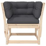 vidaXL Canapé de jardin accoudoirs avec coussins bois massif de pin
