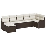 vidaXL Ensemble de canapé de jardin 7 Pièces Marron Poly rotin