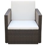 vidaXL Chaise de jardin et coussins et oreillers Résine tressée Marron