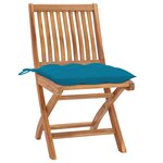 vidaXL Chaises de jardin 2 Pièces avec coussins bleu clair Teck massif