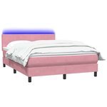 vidaXL Sommier à lattes de lit avec matelas et LED rose 160x210 cm velours