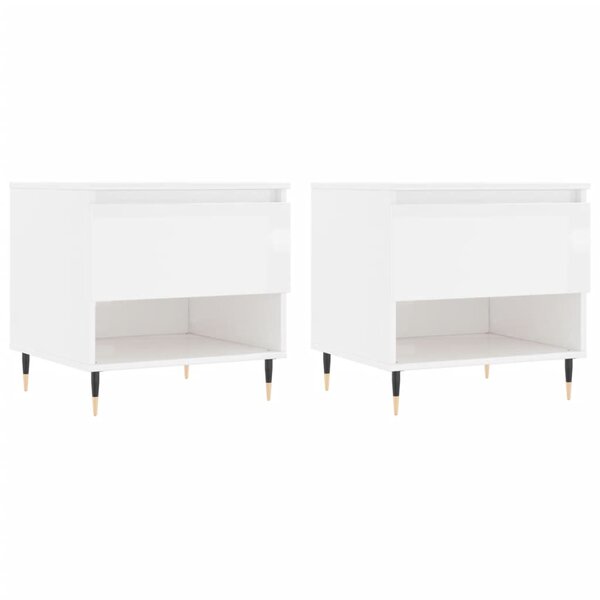 vidaXL Tables basses 2 Pièces blanc brillant 50x46x50cm bois d'ingénierie