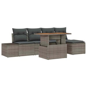 vidaXL Ensemble de canapé de jardin 6 Pièces Gris Poly rotin