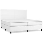 vidaXL Sommier à lattes de lit avec matelas Blanc 200x200cm Similicuir
