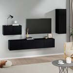 vidaXL Ensemble de meubles TV 4 Pièces Noir Bois d'ingénierie