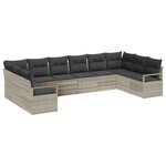 vidaXL Ensemble de canapé de jardin 10 Pièces Gris clair Poly rotin