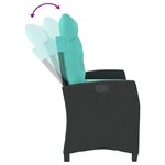 vidaXL Banc inclinable de jardin avec coussins noir résine tressée