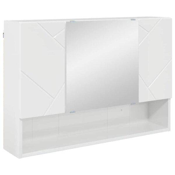 vidaXL Armoire Miroir Blanc brillant 80 x 17 x 55 cm Bois d'ingénierie