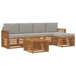 vidaXL Ensemble de canapés d'extérieur 6 Pièces Gris Naturel et Clair