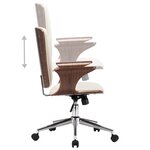 Chaise fauteuil siège pivotante de bureau informatique étude similicuir et bois courbé crème 02_0024097
