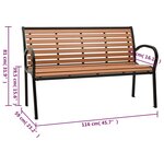 vidaXL Banc de jardin Noir et marron 116 cm Acier et WPC