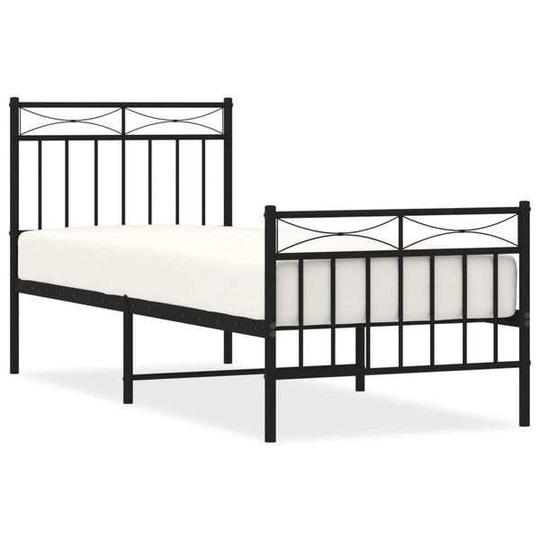 vidaXL Cadre de lit métal sans matelas avec pied de lit noir 80x200 cm