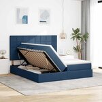 vidaXL Lit de rangement LED avec matelas Bleu 200 x 200 cm Tissu