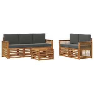 vidaXL Ensemble de canapés d'extérieur 6 pc Naturel et Anthracite