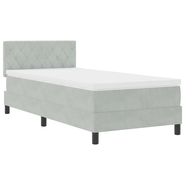 Lit Box Spring vidaXL avec Matelas Velours Gris Clair Simple