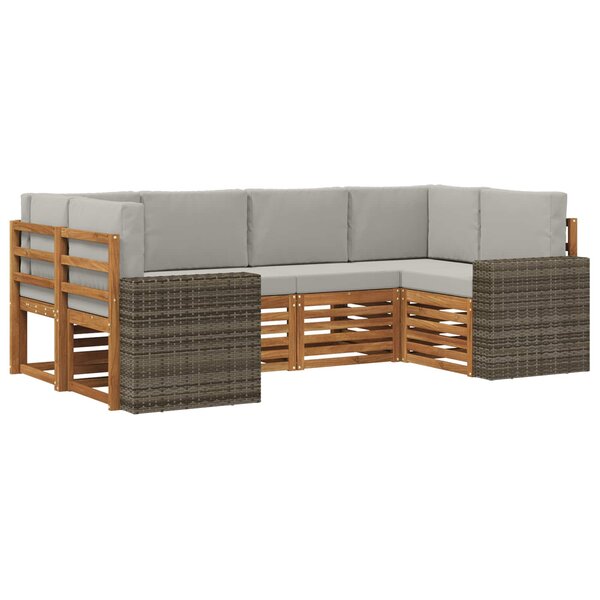 vidaXL Ensemble de canapés d'extérieur 6 pc Naturel et gris clair