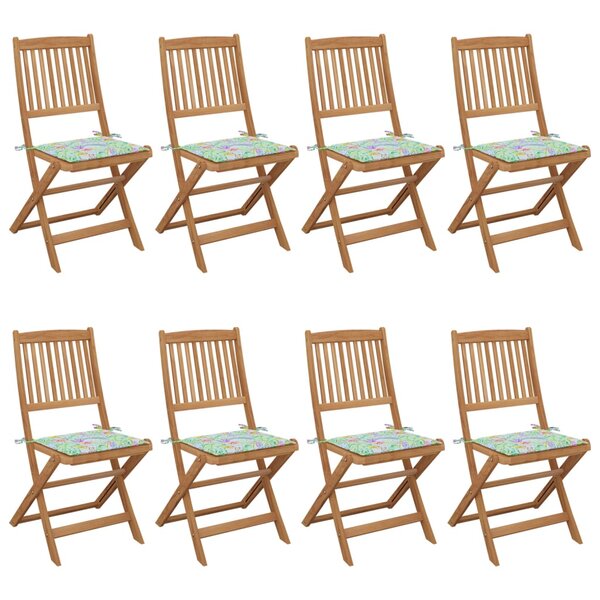 vidaXL Chaises pliables de jardin 8 Pièces avec coussins Bois d'acacia