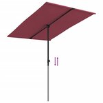 vidaXL Parasol de jardin et mât en aluminium 2x1 5 m rouge bordeaux
