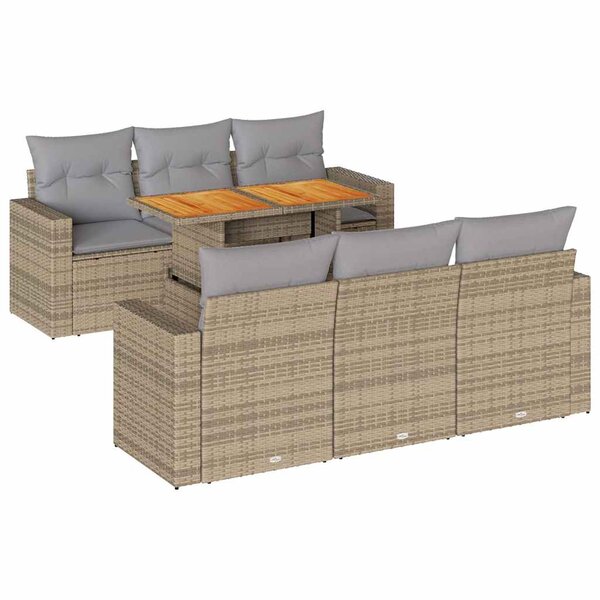 vidaXL Salon de jardin avec coussins 7 Pièces beige résine tressée