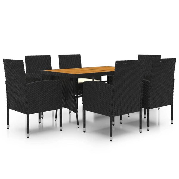 vidaXL Ensemble à manger d'extérieur 7 Pièces Résine tressée Noir