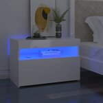 vidaXL Tables de chevet lumières LED 2 Pièces blanc brillant 60x35x40 cm