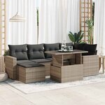 vidaXL Salon de jardin avec coussins 7 Pièces gris résine tressée