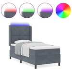 vidaXL Lit à Ressorts avec Matelas LED Gris foncé 90 x 190 cm Velours