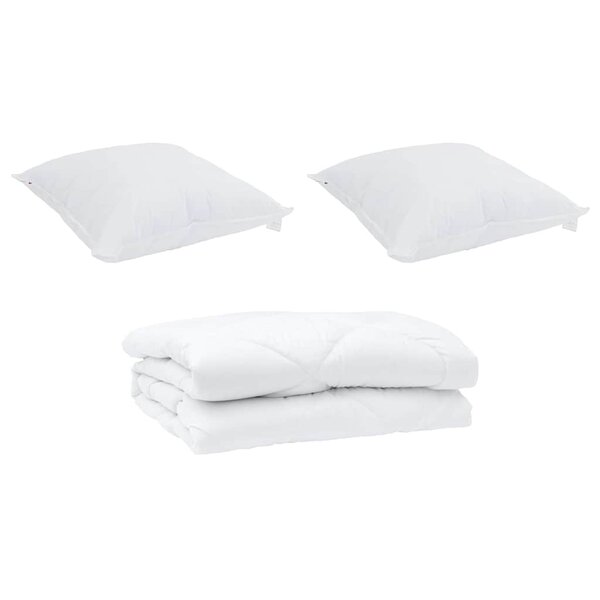 vidaXL Couette avec oreiller 3 Pièces Blanc 240 x 260 cm Microfibre