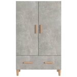 vidaXL Buffet haut Gris béton 70x31x115 cm Bois d'ingénierie