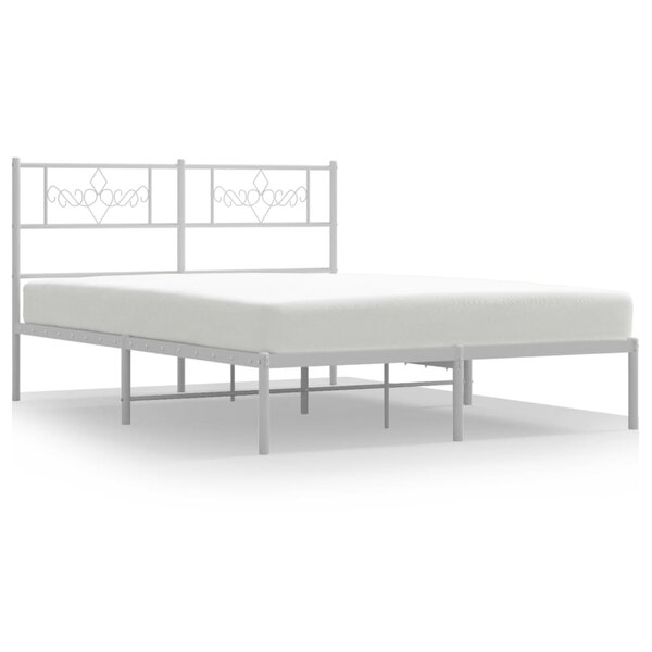 vidaXL Cadre de lit métal sans matelas et tête de lit blanc 120x200 cm