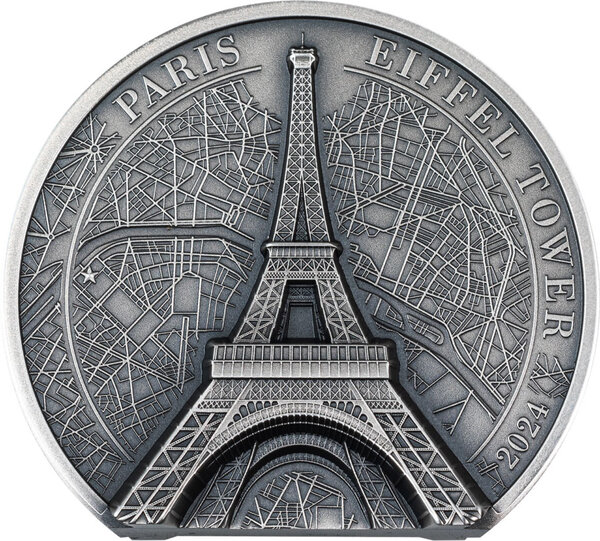 Monnaie EIFFEL TOWER Historical Monuments 2 Oz Argent 10$ Cook Islands 2024 (PRÉCOMMANDE)
